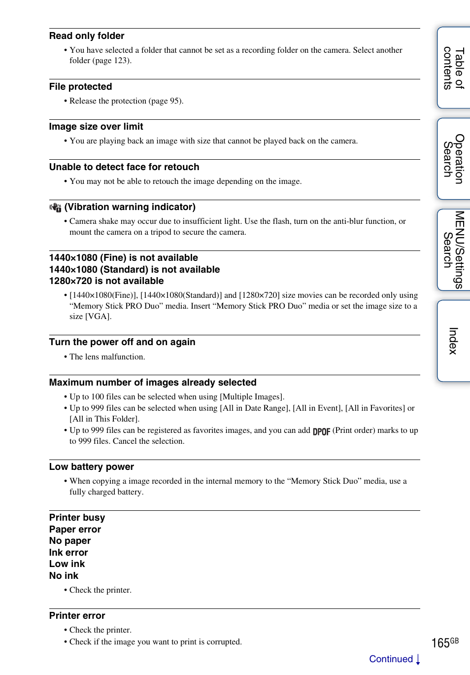 Sony DSC-HX1 User Manual | Page 165 / 176