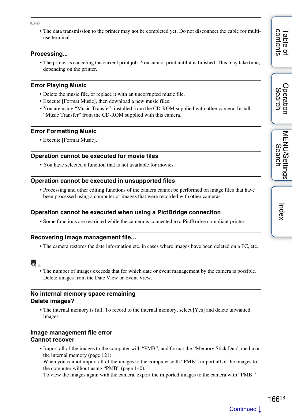 Sony DSC-HX1 User Manual | Page 166 / 176