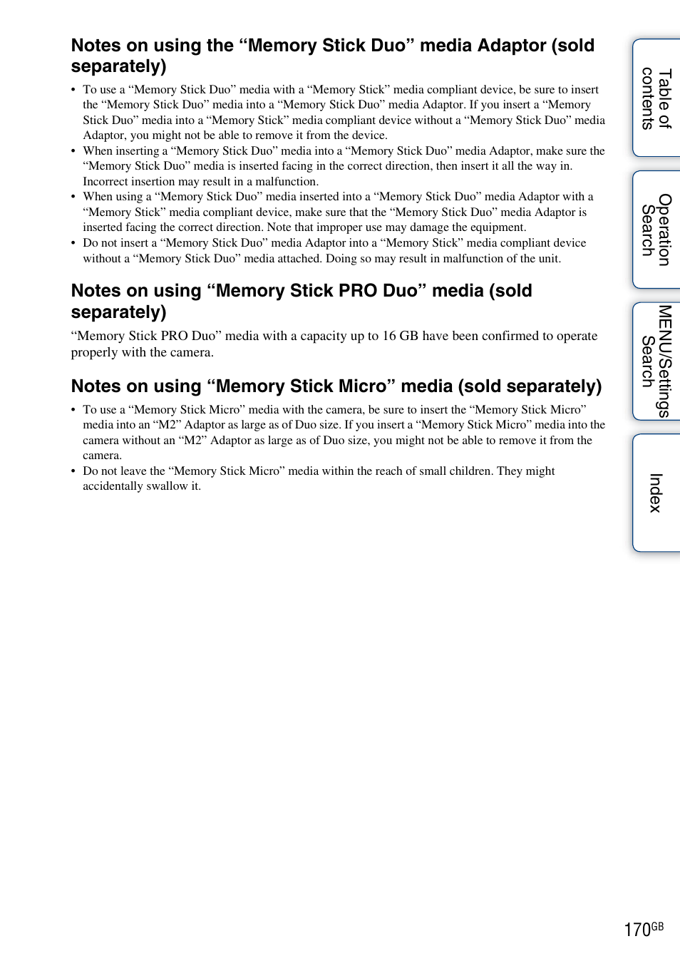 Sony DSC-HX1 User Manual | Page 170 / 176