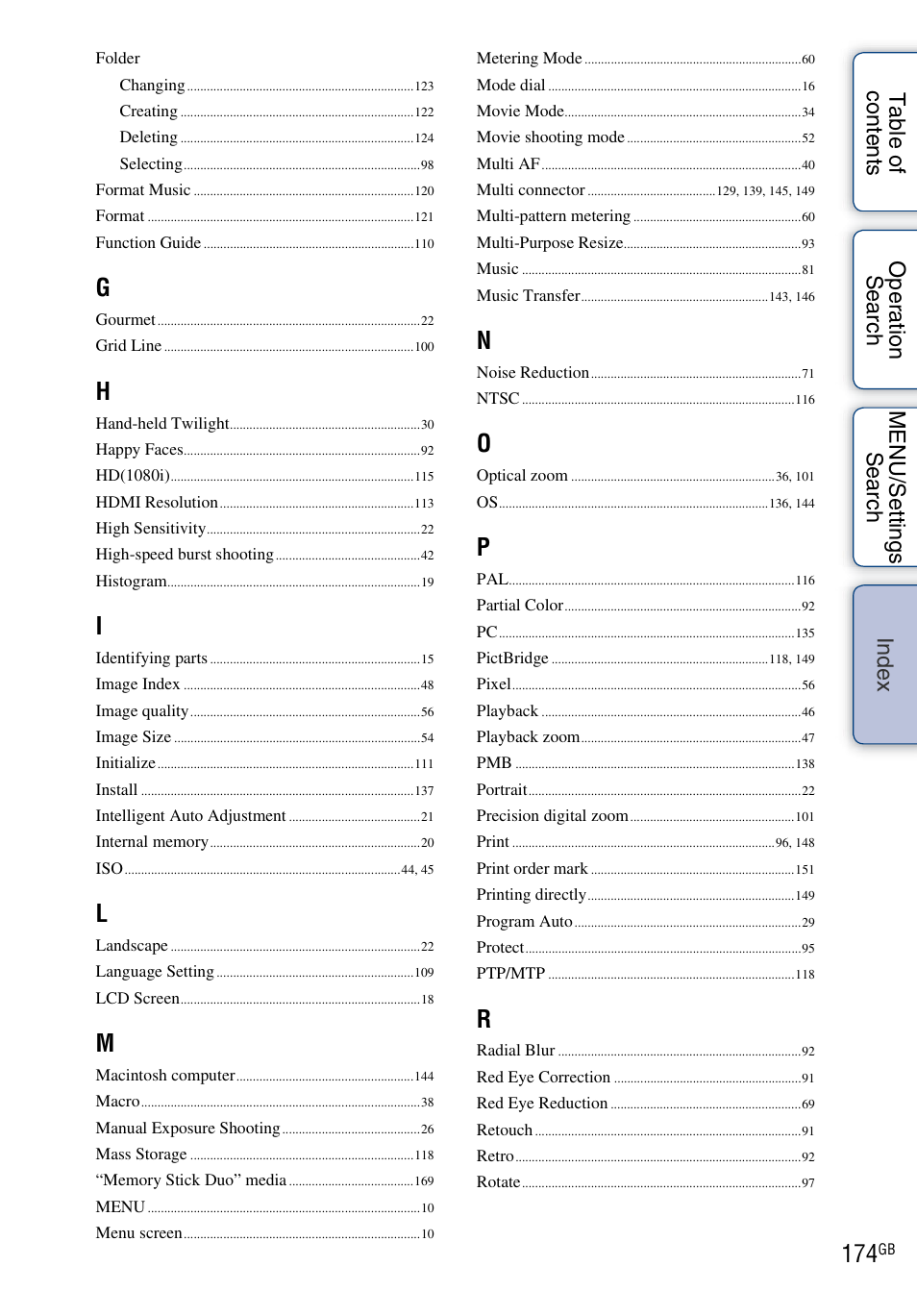 Sony DSC-HX1 User Manual | Page 174 / 176