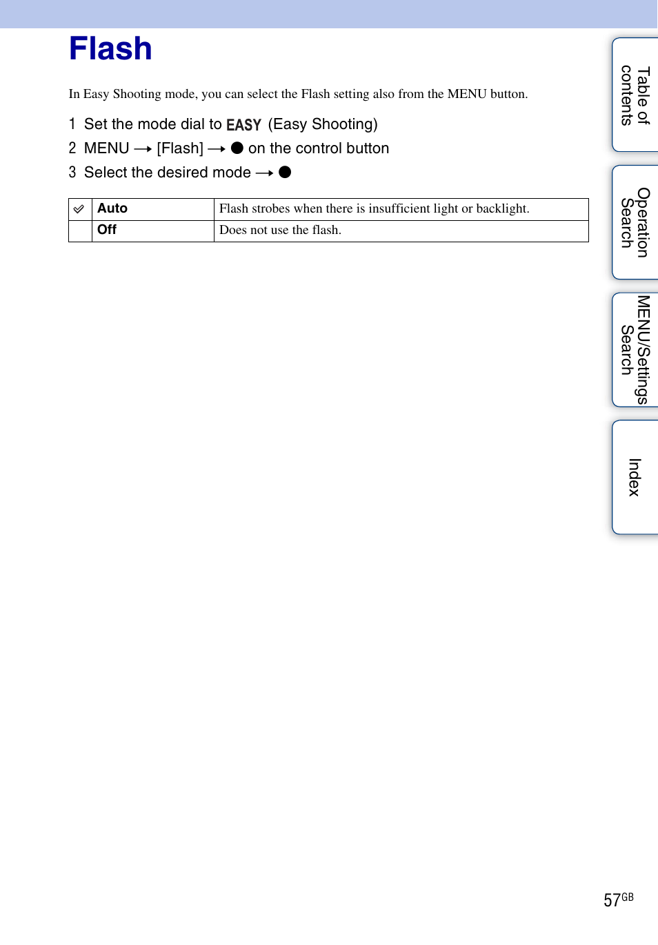 Flash | Sony DSC-HX1 User Manual | Page 57 / 176