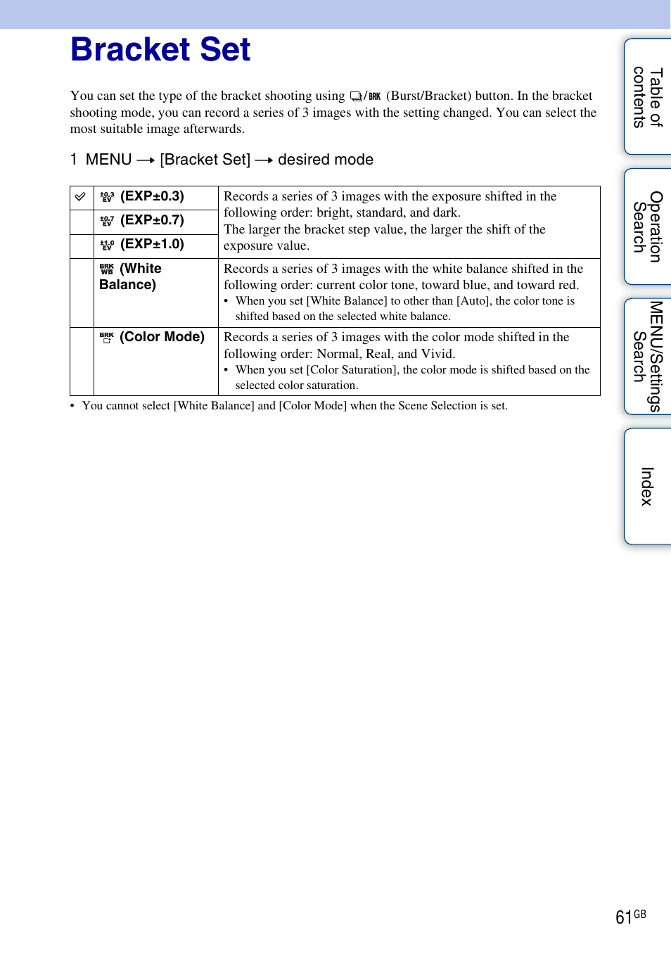 Bracket set | Sony DSC-HX1 User Manual | Page 61 / 176