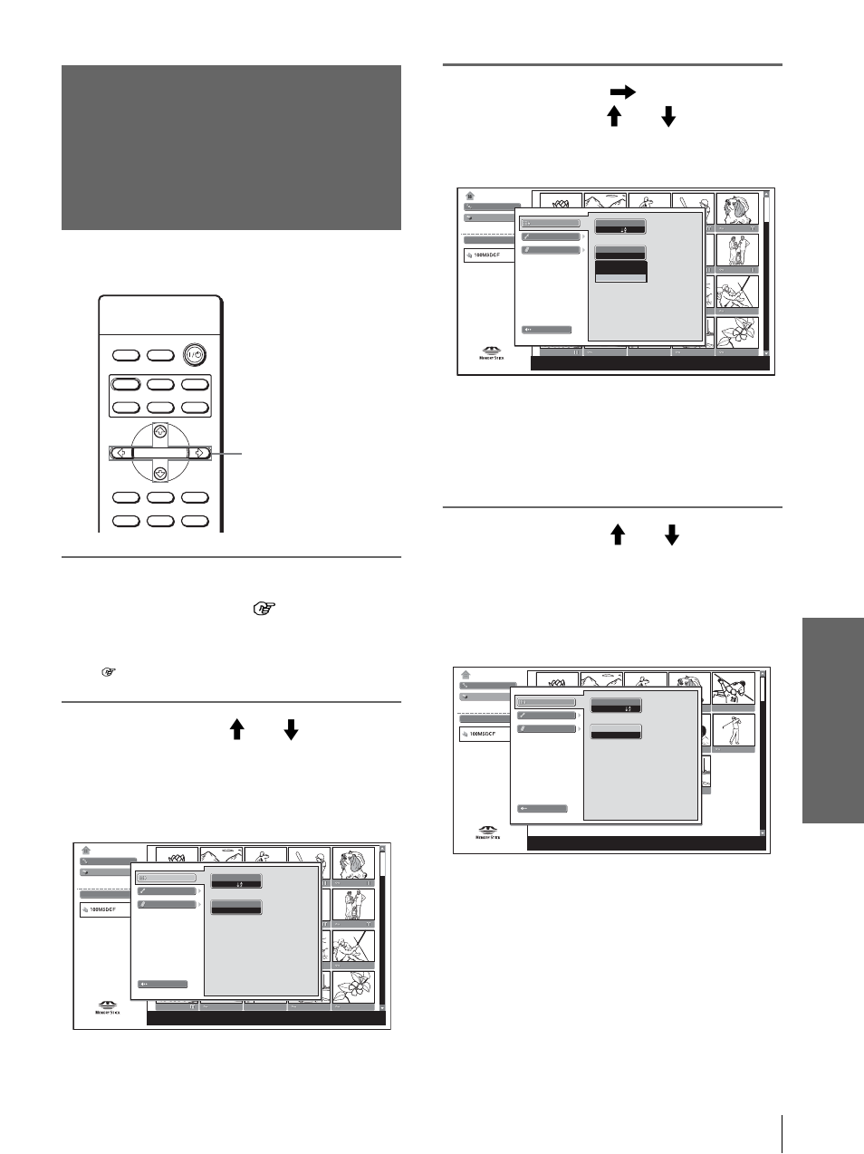 Affichage d’images fixes ou d’images vidéo | Sony VPL-HS10 User Manual | Page 117 / 208