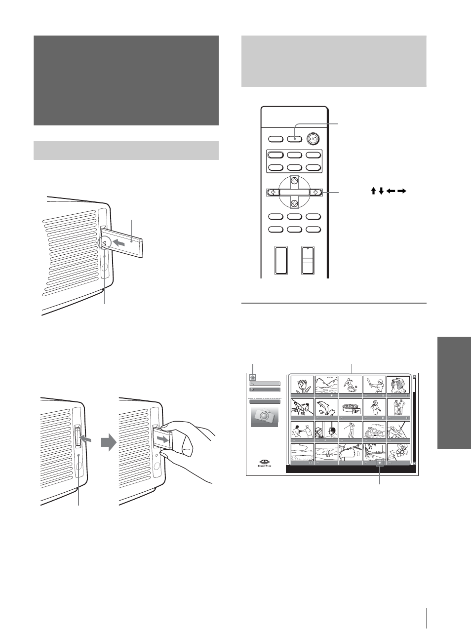 Insertar un “memory stick, Pulse input para seleccionar ms | Sony VPL-HS10 User Manual | Page 171 / 208