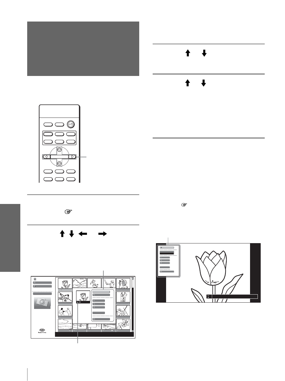 Protecting an important picture, Press m or m to select “protect,” and press enter | Sony VPL-HS10 User Manual | Page 42 / 208