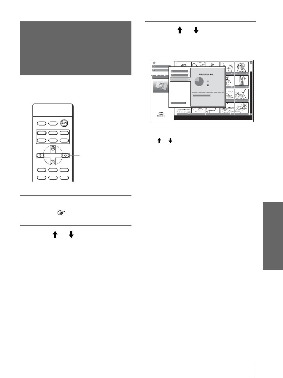 Displaying the “memory stick” information, Press m or m to select “option,” and press enter | Sony VPL-HS10 User Manual | Page 49 / 208