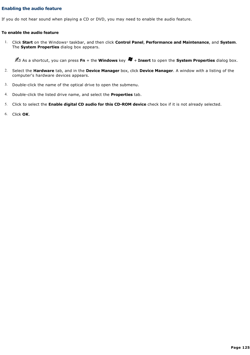 Enabling the audio feature | Sony PCG-GRX770 User Manual | Page 125 / 170