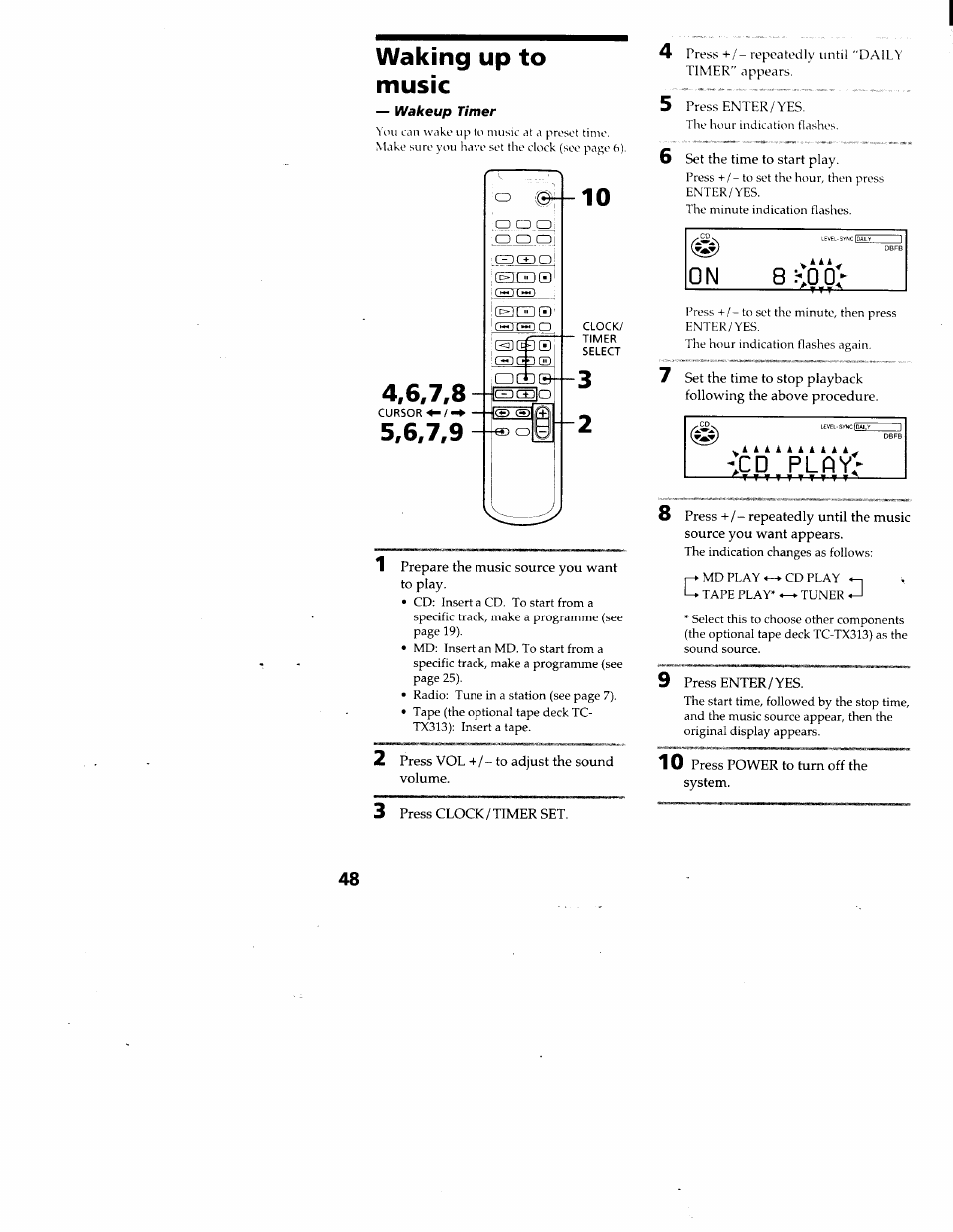 Waking up to music | Sony DHC-MD313 User Manual | Page 48 / 58