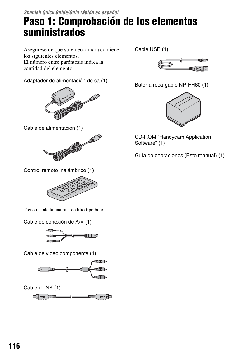 Spanish quick guide/guía rápida en español, Spanish quick guide, Guía rápida en español | Spanish quick guide/ guía rápida en español | Sony HDR-HC7 User Manual | Page 116 / 131
