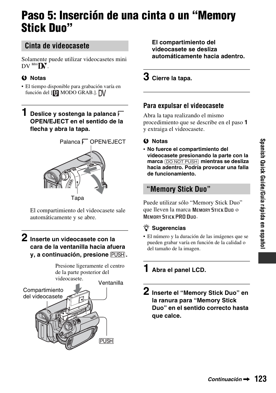 Cinta de videocasete | Sony HDR-HC7 User Manual | Page 123 / 131