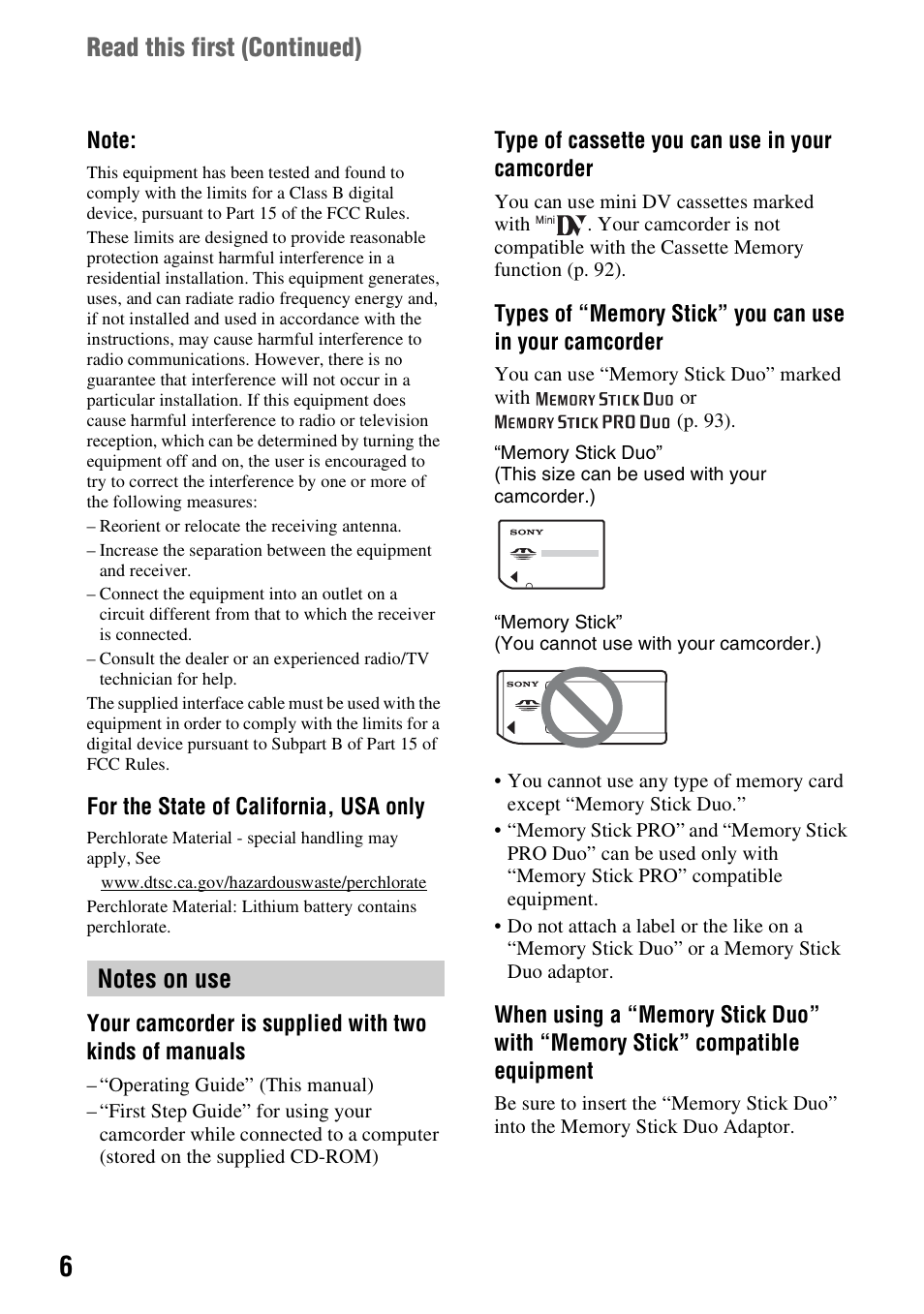 Sony HDR-HC7 User Manual | Page 6 / 131