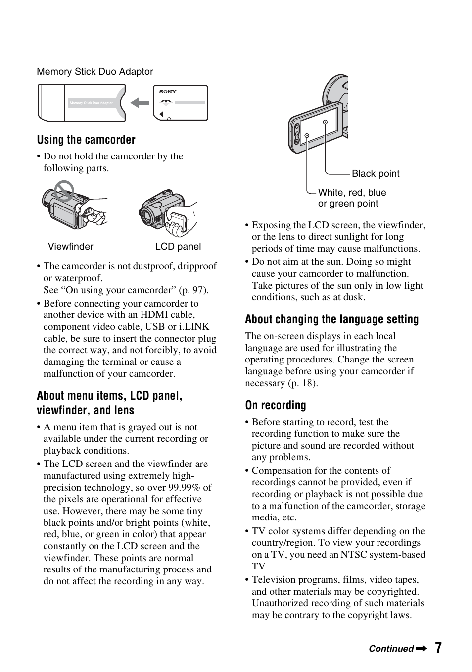 Sony HDR-HC7 User Manual | Page 7 / 131
