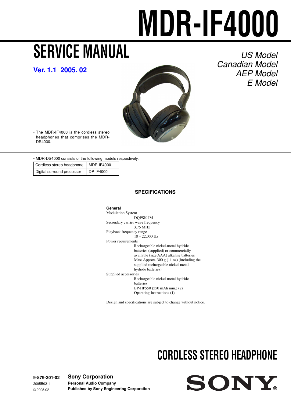 Sony MDR-IF4000 User Manual | 30 pages