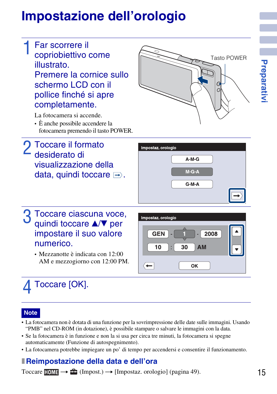 Impostazione dell’orologio | Sony DSC-G3 User Manual | Page 79 / 128