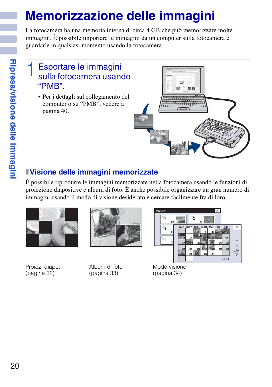 Memorizzazione delle immagini | Sony DSC-G3 User Manual | Page 84 / 128