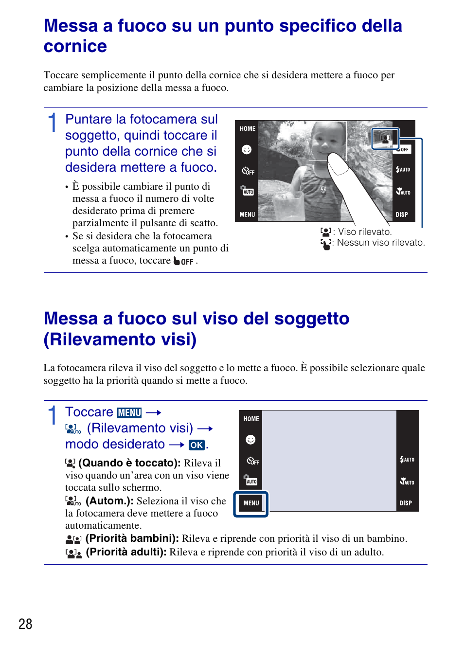 Messa a fuoco su un punto specifico della cornice | Sony DSC-G3 User Manual | Page 92 / 128