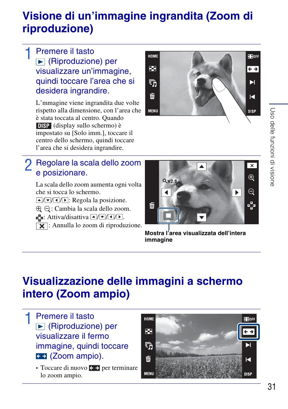 Uso delle funzioni di visione | Sony DSC-G3 User Manual | Page 95 / 128