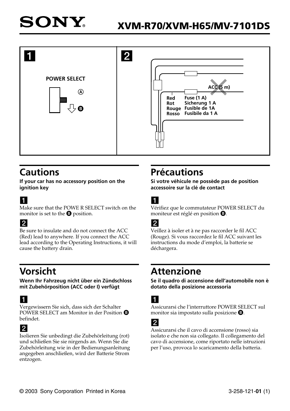 Sony MV-7101DS User Manual | 2 pages