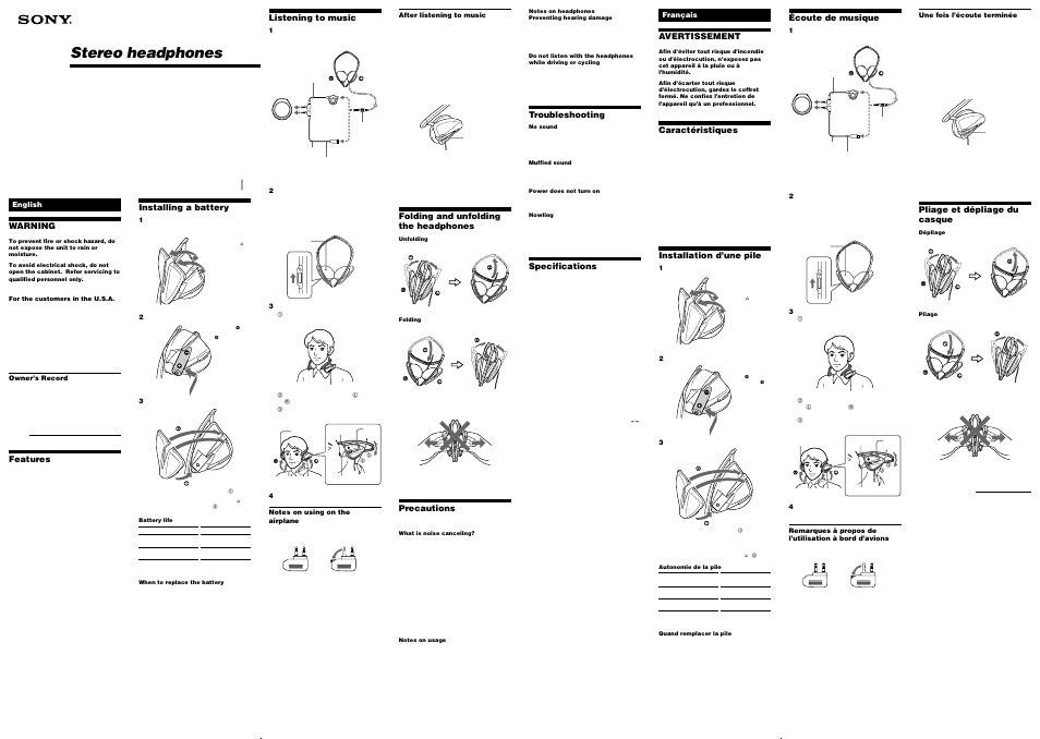 Sony MDR-G94NC User Manual | 2 pages