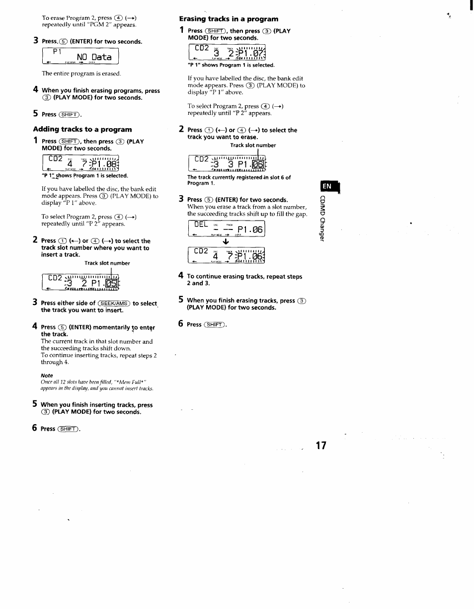 Nq data, 3 2:p1 .07, 3 2 pi -m | Pi .06, 4 ?:p1 .06 | Sony CDX-C660 User Manual | Page 17 / 27