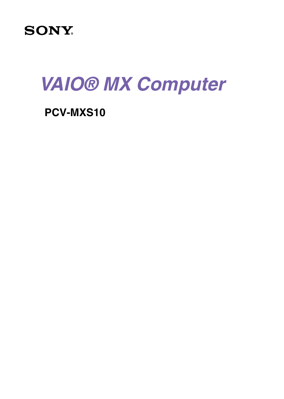 Sony PCV-MXS10 User Manual | 105 pages