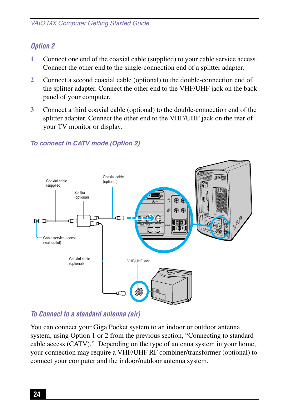 Vaio mx computer getting started guide | Sony PCV-MXS10 User Manual | Page 24 / 105