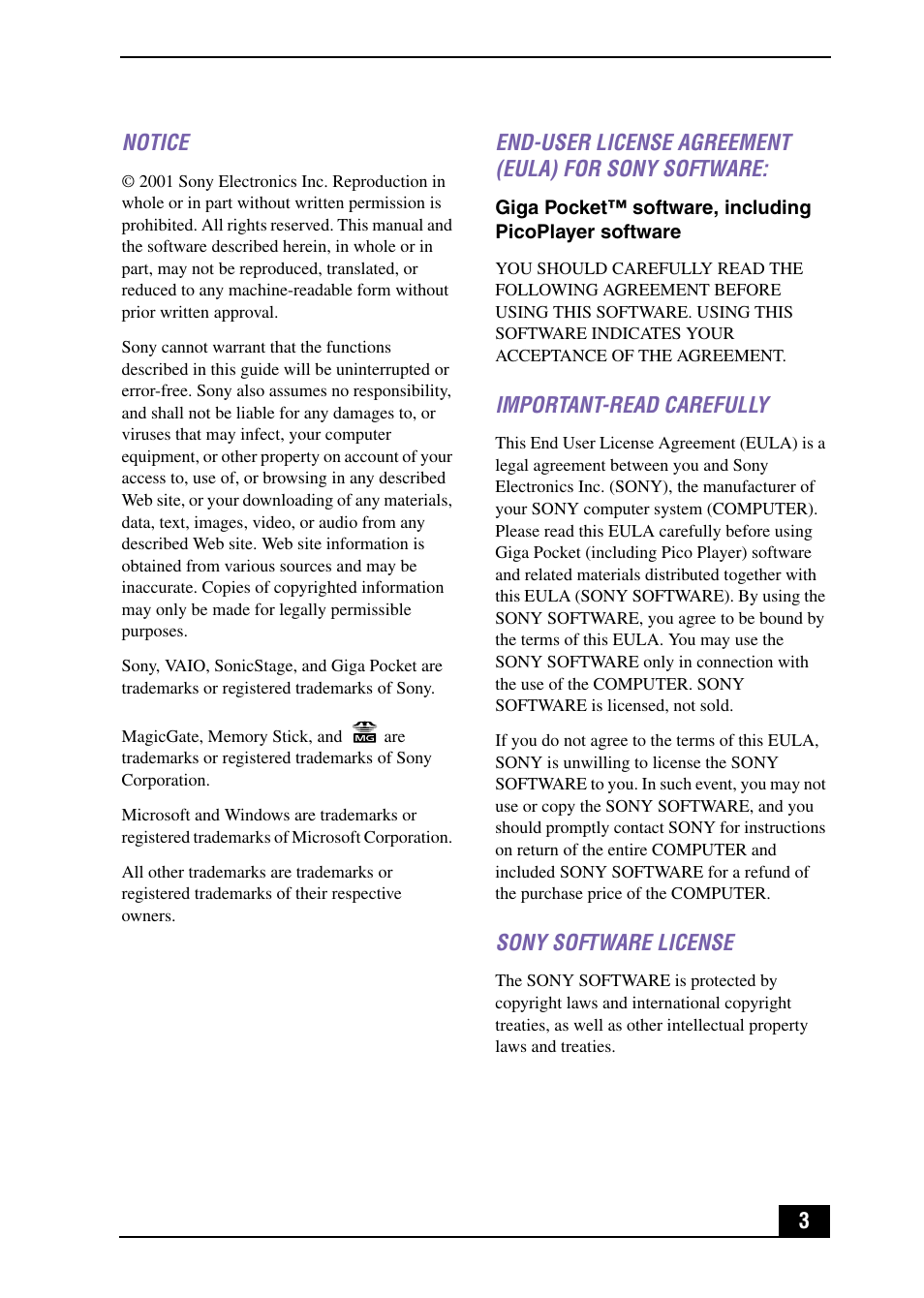 Sony PCV-MXS10 User Manual | Page 3 / 105