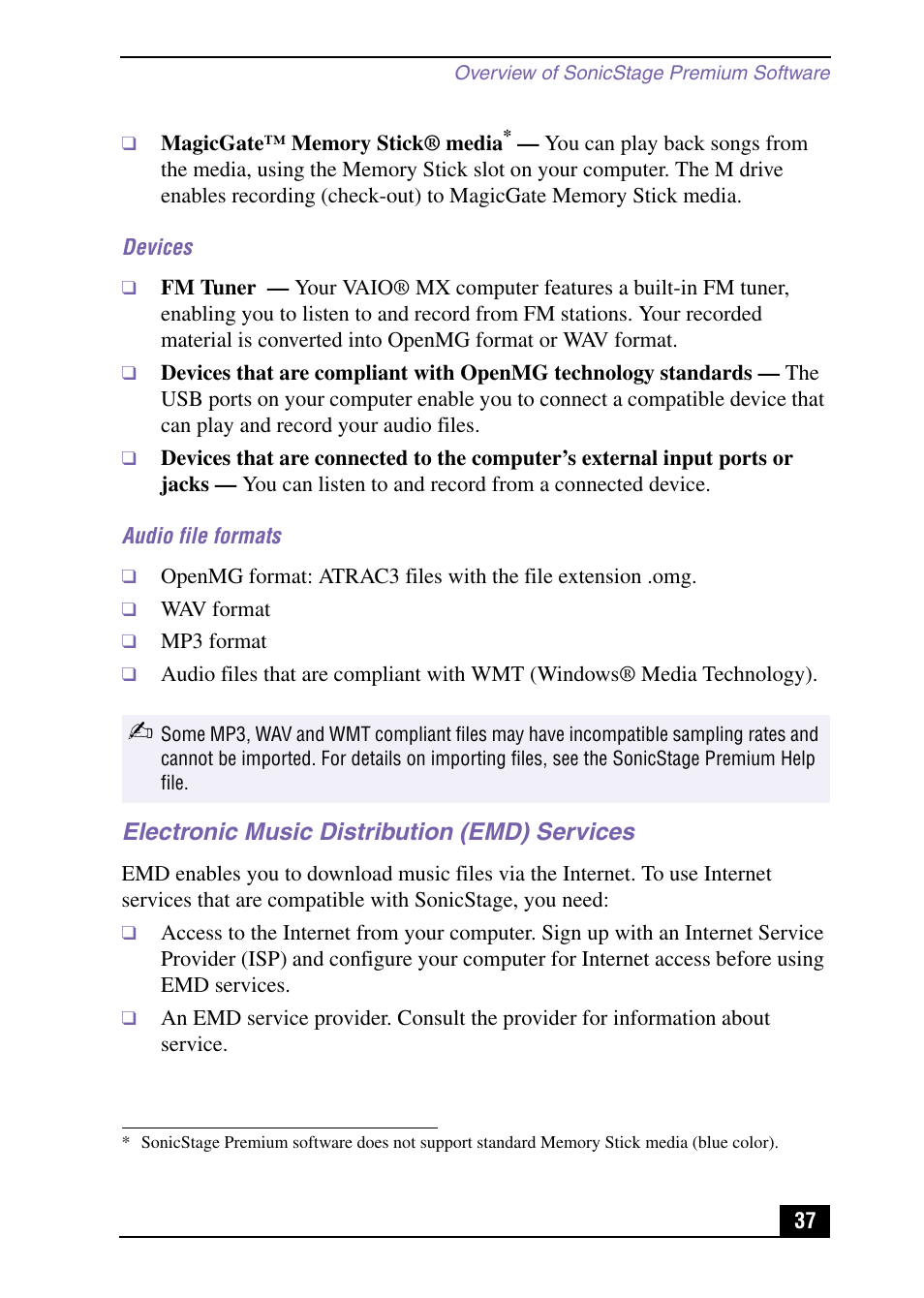 Electronic music distribution (emd) services | Sony PCV-MXS10 User Manual | Page 37 / 105