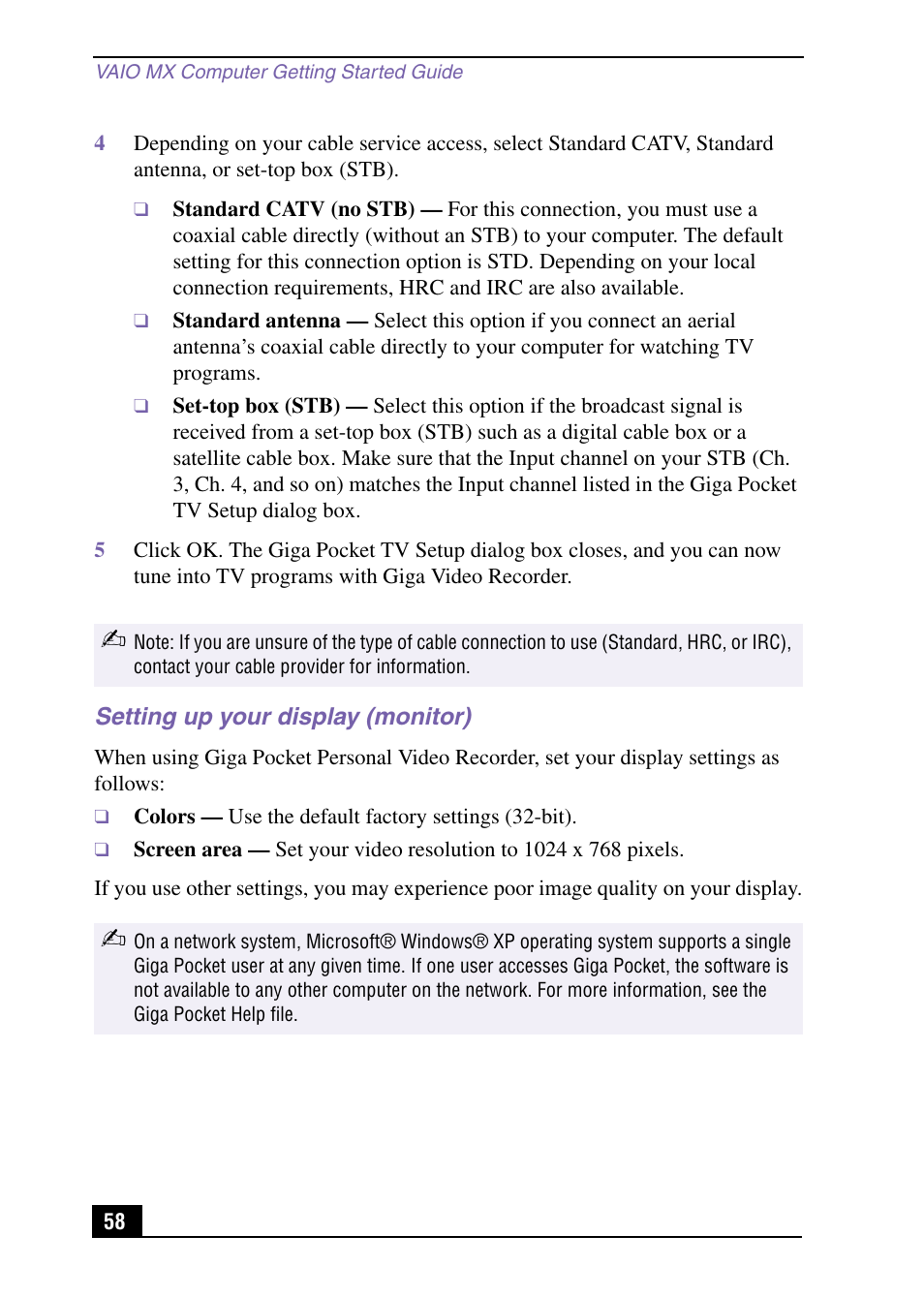 Setting up your display (monitor) | Sony PCV-MXS10 User Manual | Page 58 / 105