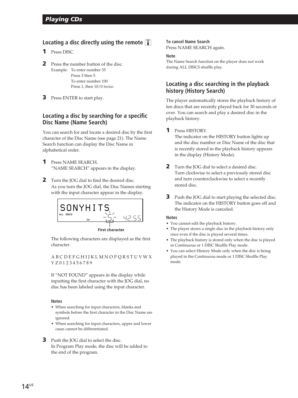 Playing cds, Locating a disc directly using the remote z 1 | Sony CDP-M400CS User Manual | Page 14 / 36
