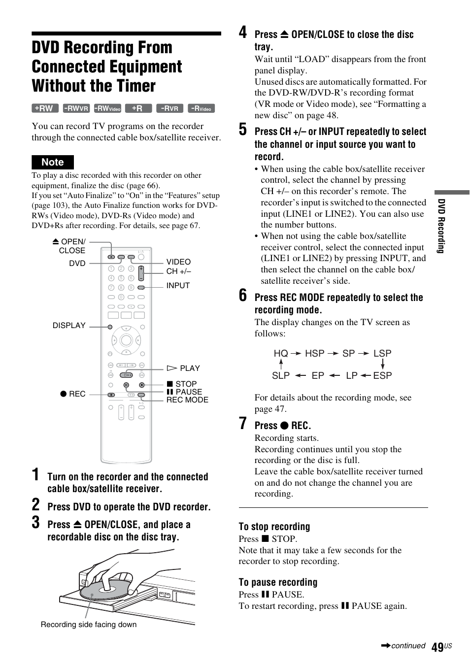 Sony RDR-VX535 User Manual | Page 49 / 160