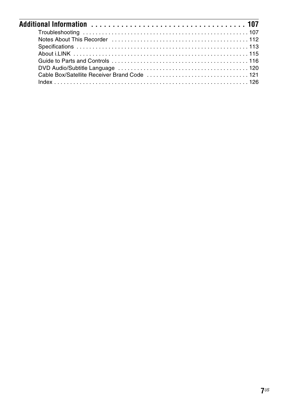 Additional information | Sony RDR-VX535 User Manual | Page 7 / 160