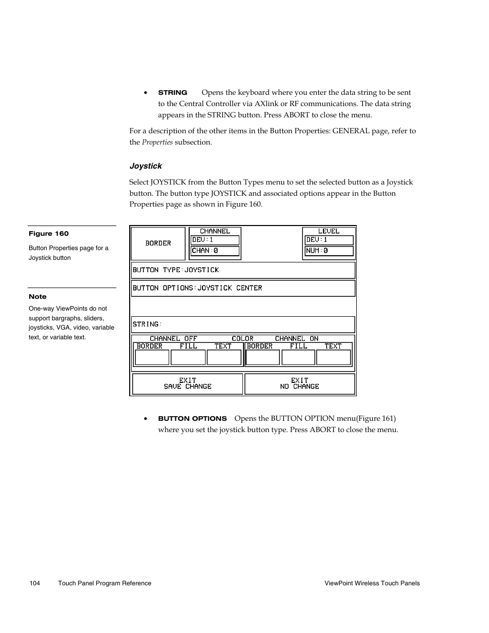 Joystick | AMX Wireless Touch Panels (Wave Server) User Manual | Page 114 / 198