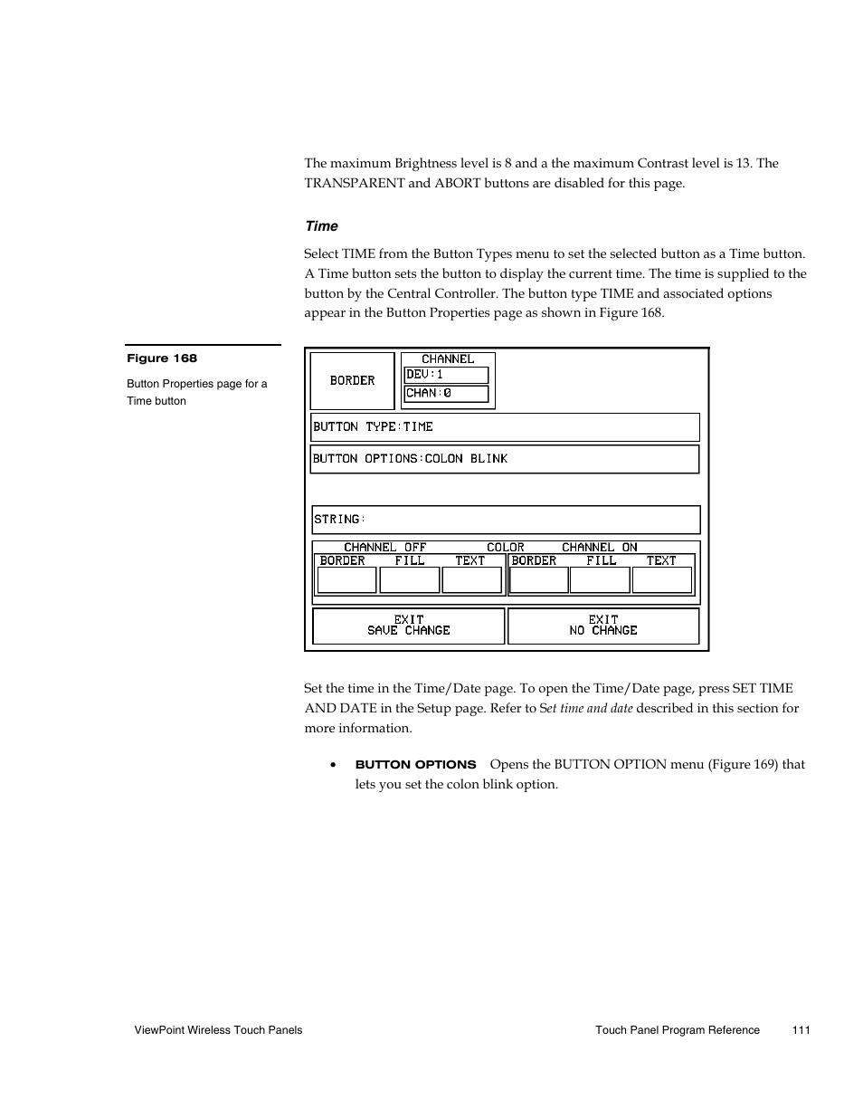 Time | AMX Wireless Touch Panels (Wave Server) User Manual | Page 121 / 198