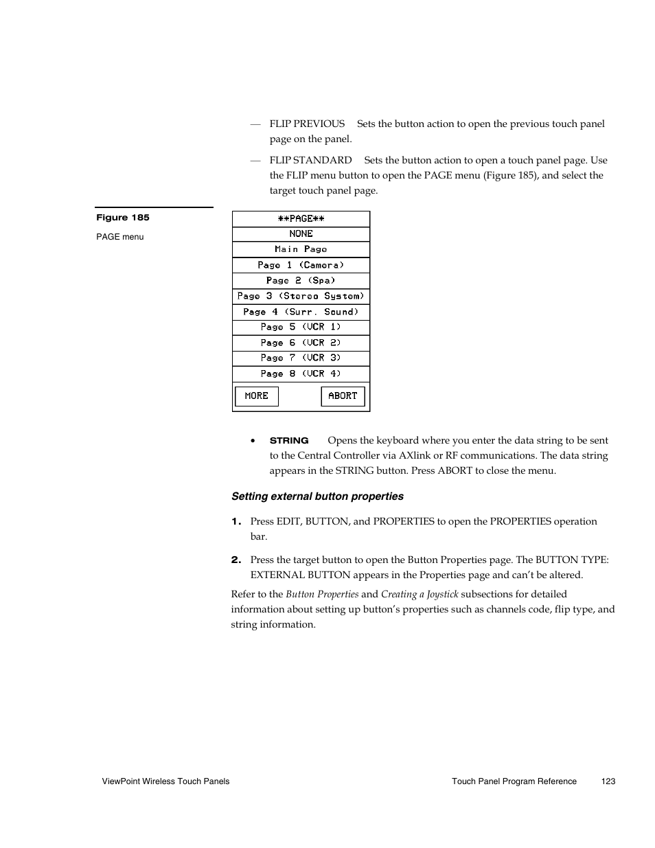Setting external button properties | AMX Wireless Touch Panels (Wave Server) User Manual | Page 133 / 198