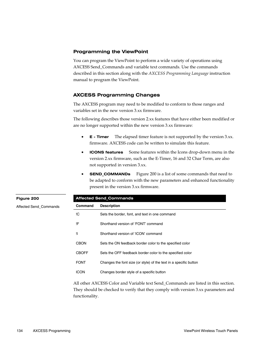 Programming the viewpoint, Axcess programming changes | AMX Wireless Touch Panels (Wave Server) User Manual | Page 144 / 198