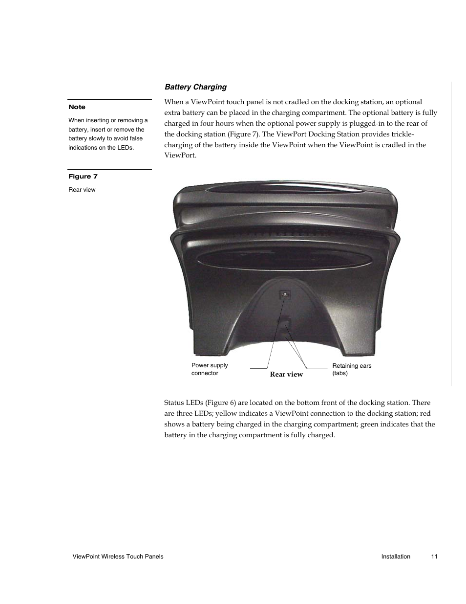 Battery charging | AMX Wireless Touch Panels (Wave Server) User Manual | Page 21 / 198