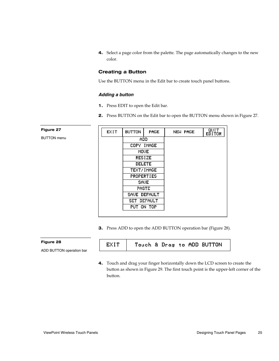 Creating a button, Adding a button | AMX Wireless Touch Panels (Wave Server) User Manual | Page 35 / 198