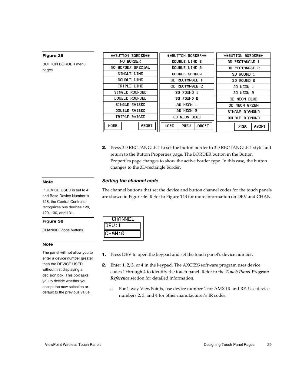 Setting the channel code | AMX Wireless Touch Panels (Wave Server) User Manual | Page 39 / 198