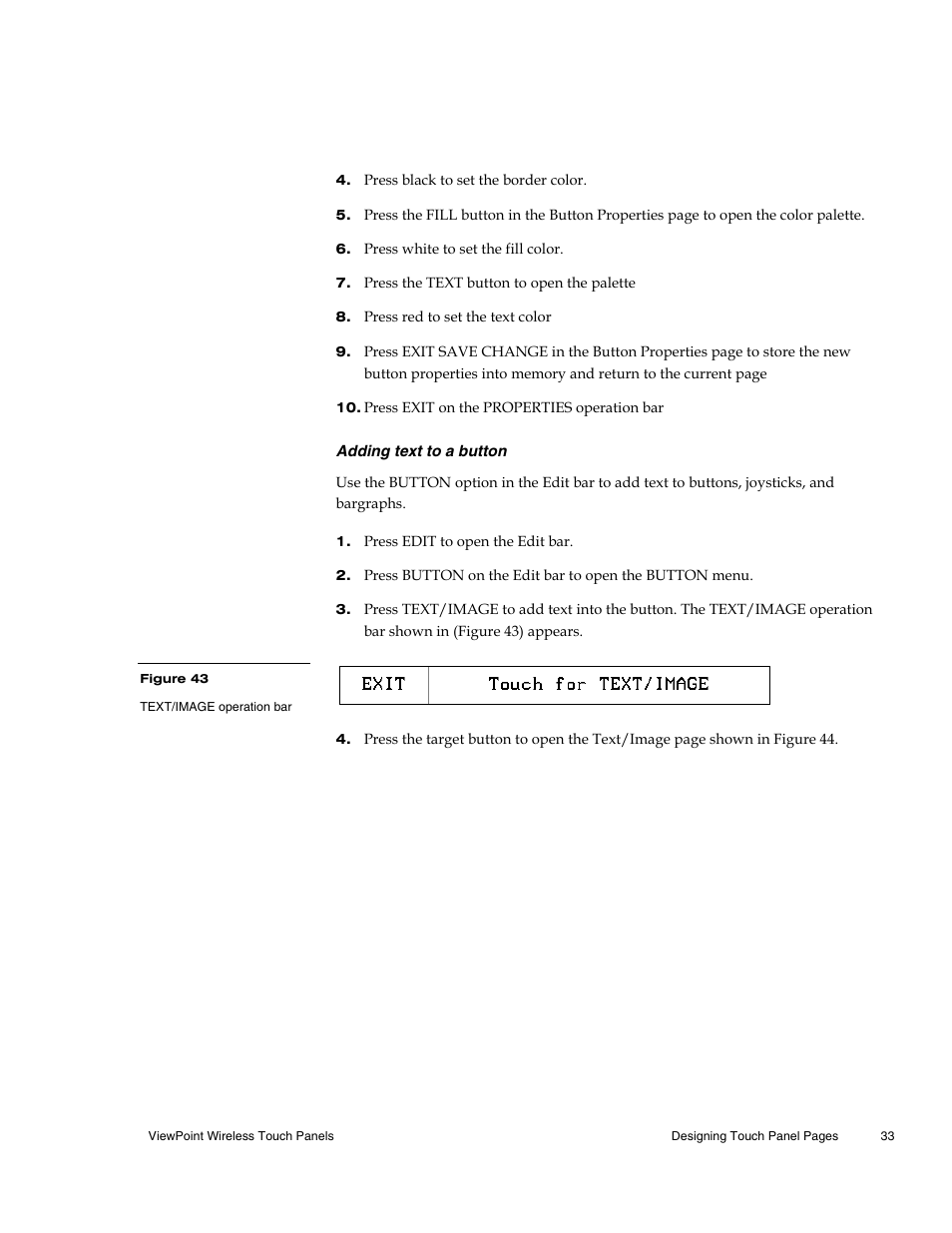 Adding text to a button | AMX Wireless Touch Panels (Wave Server) User Manual | Page 43 / 198