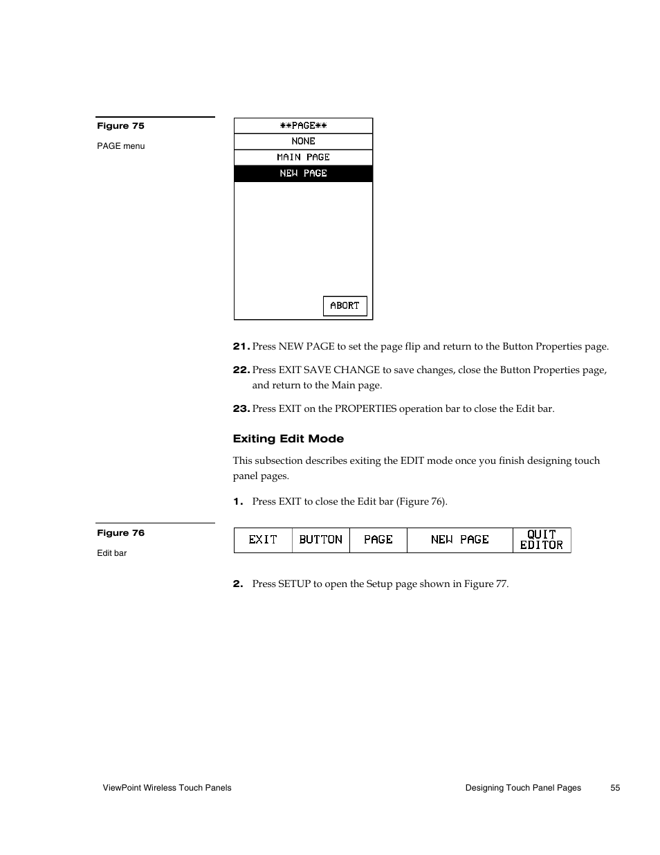 Exiting edit mode | AMX Wireless Touch Panels (Wave Server) User Manual | Page 65 / 198