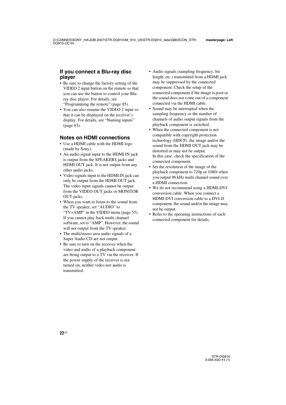 Sony STR-DG910 User Manual | Page 22 / 100
