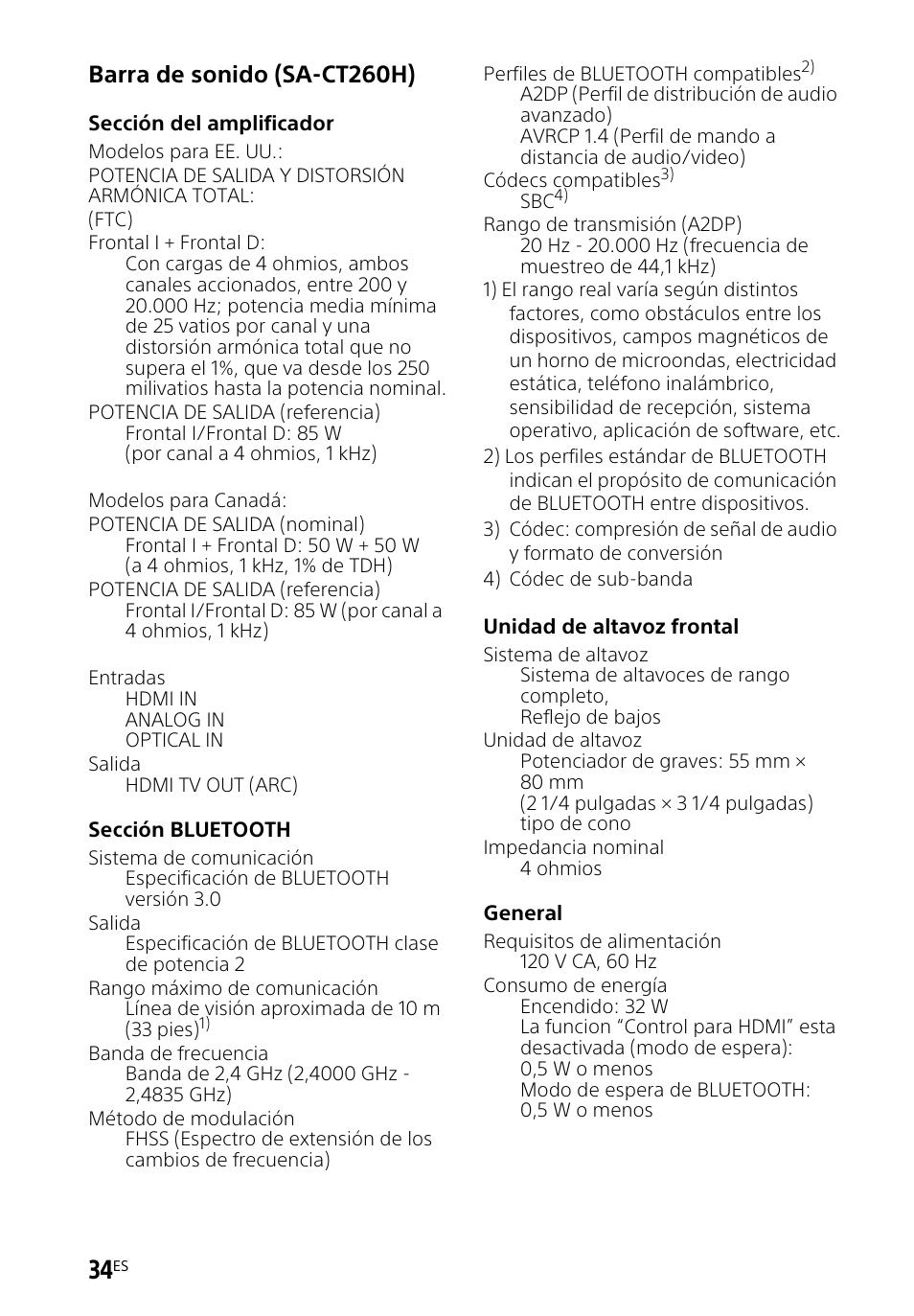 Barra de sonido (sa-ct260h) | Sony HT-CT260H User Manual | Page 104 / 108