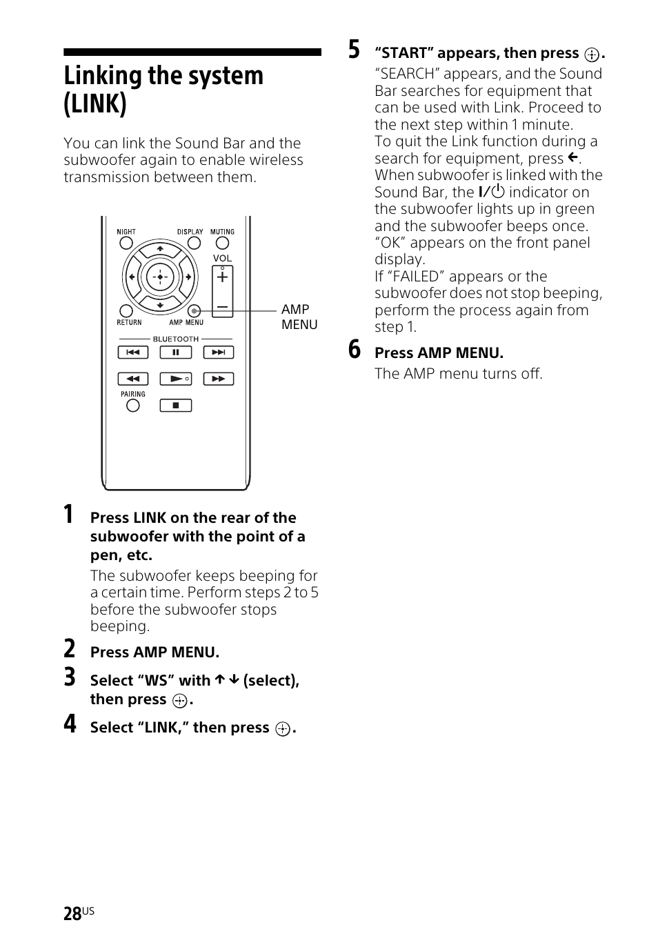Linking the system (link) | Sony HT-CT260H User Manual | Page 28 / 108