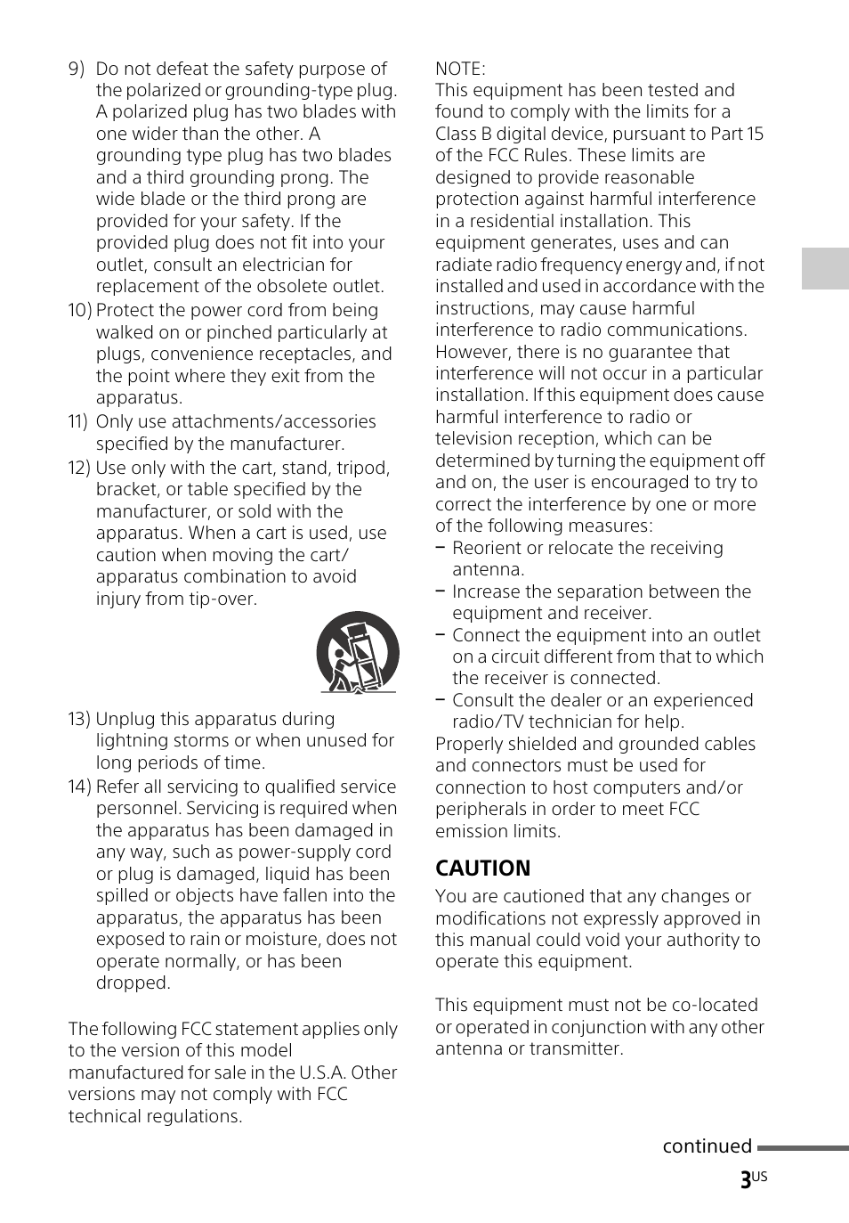 Caution | Sony HT-CT260H User Manual | Page 3 / 108