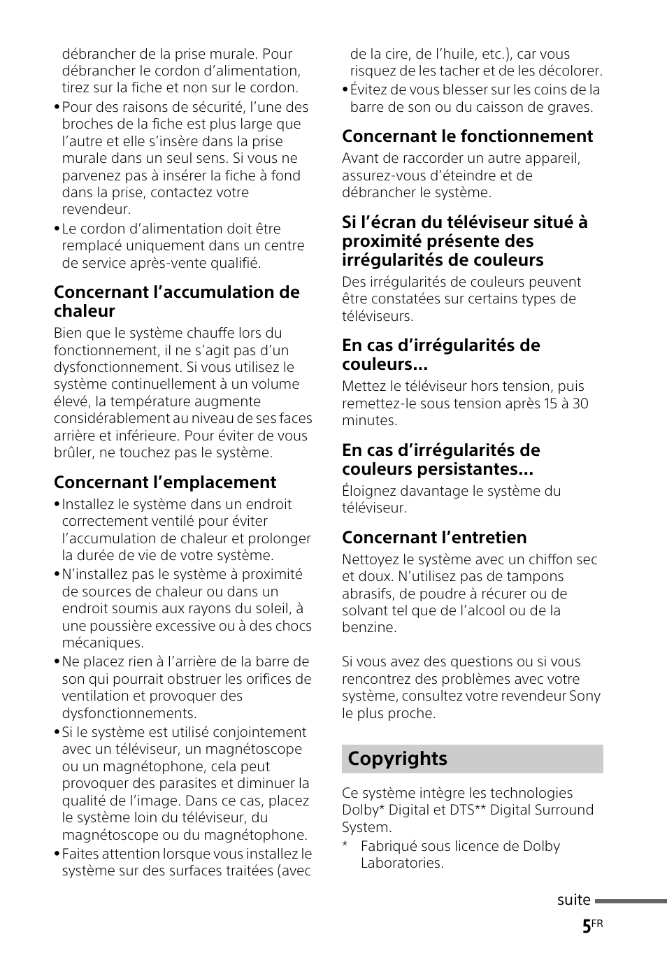 Copyrights | Sony HT-CT260H User Manual | Page 39 / 108