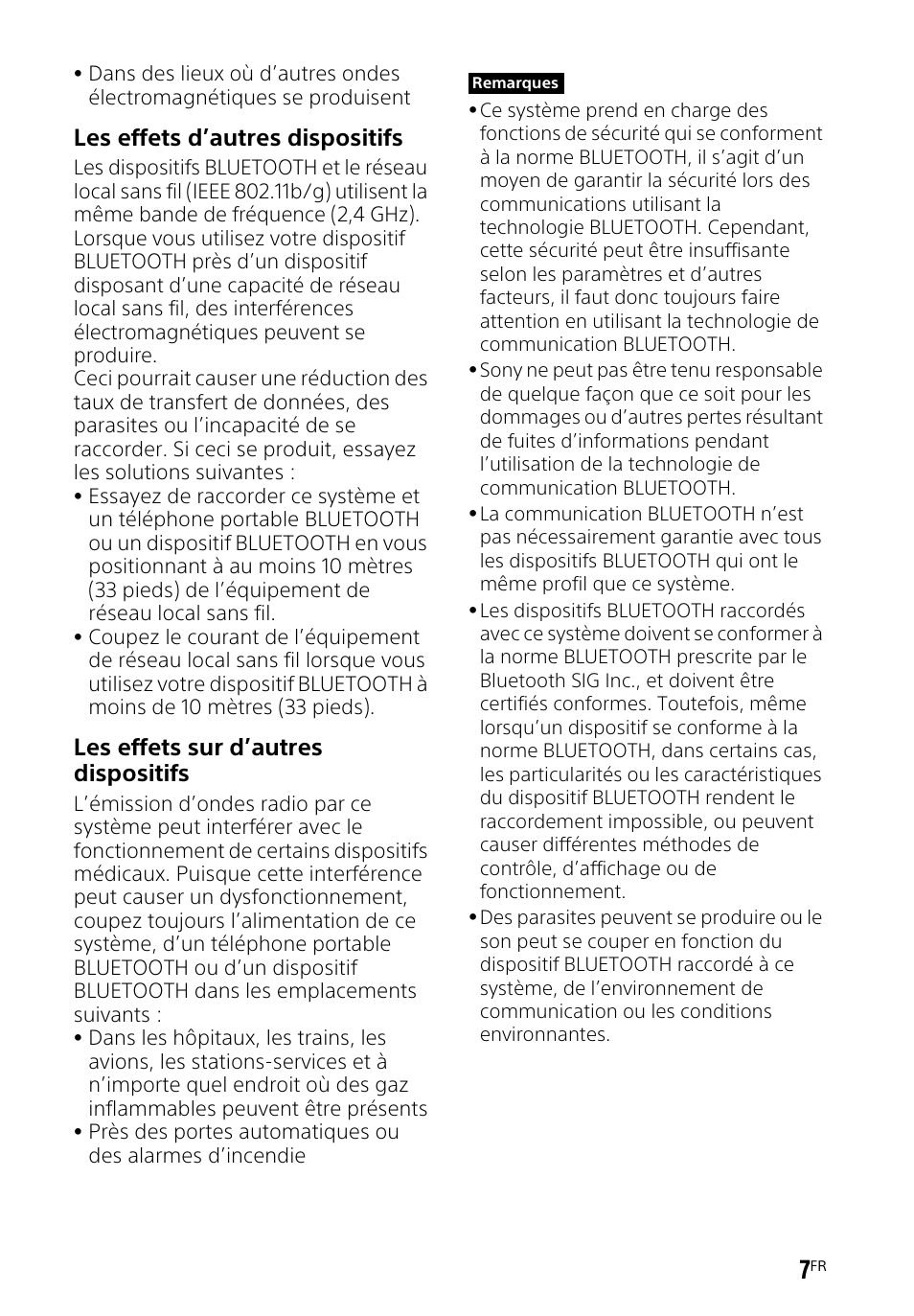Les effets d’autres dispositifs, Les effets sur d’autres dispositifs | Sony HT-CT260H User Manual | Page 41 / 108