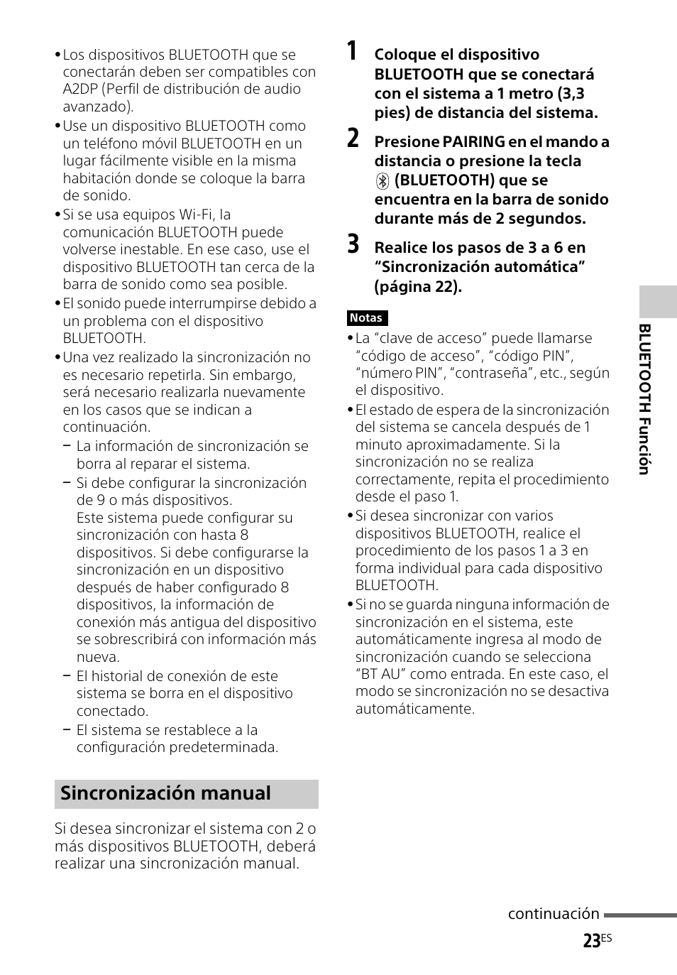 Sincronización manual | Sony HT-CT260H User Manual | Page 93 / 108