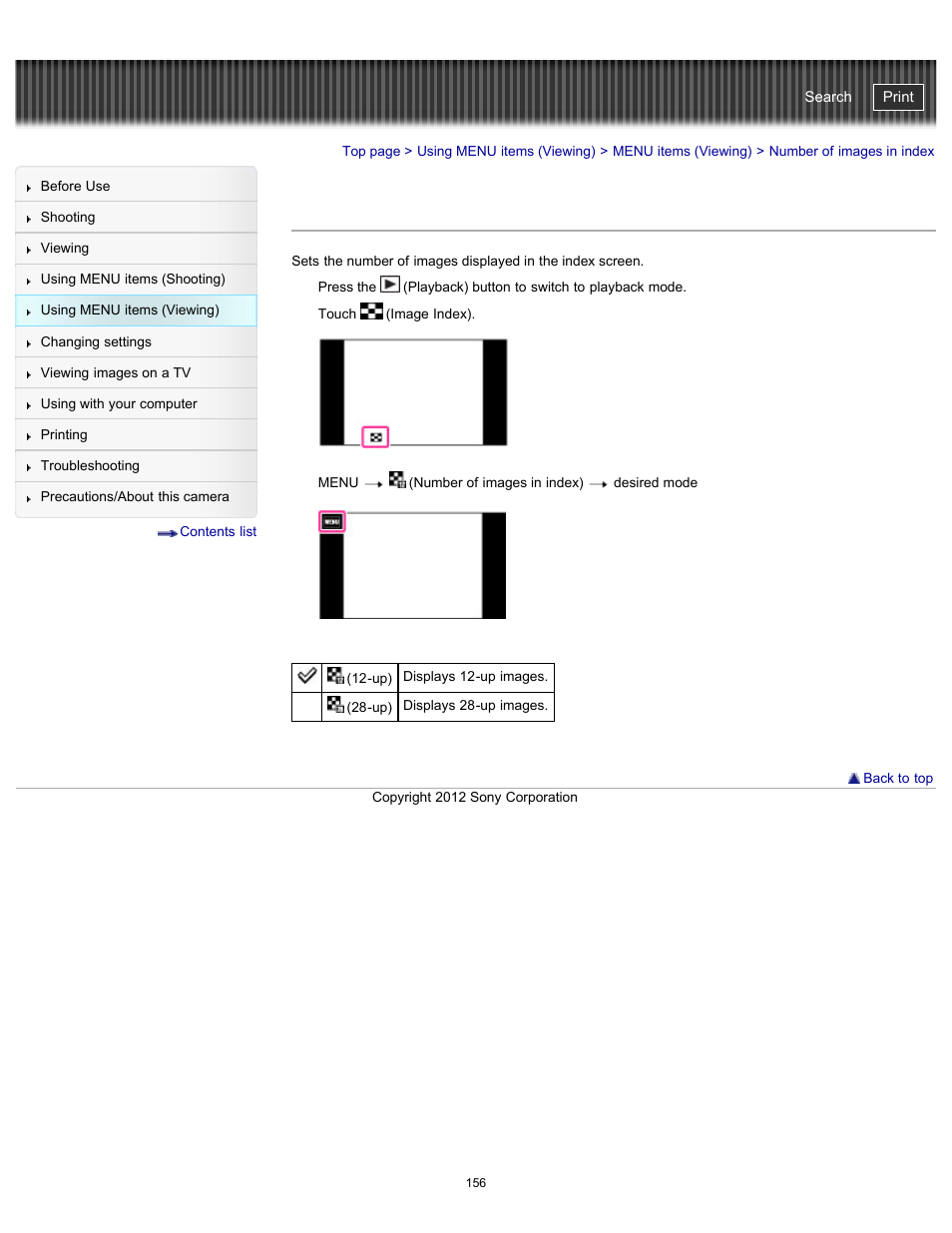 Number of images in index, Cyber-shot user guide | Sony DSC-TX20 User Manual | Page 156 / 262