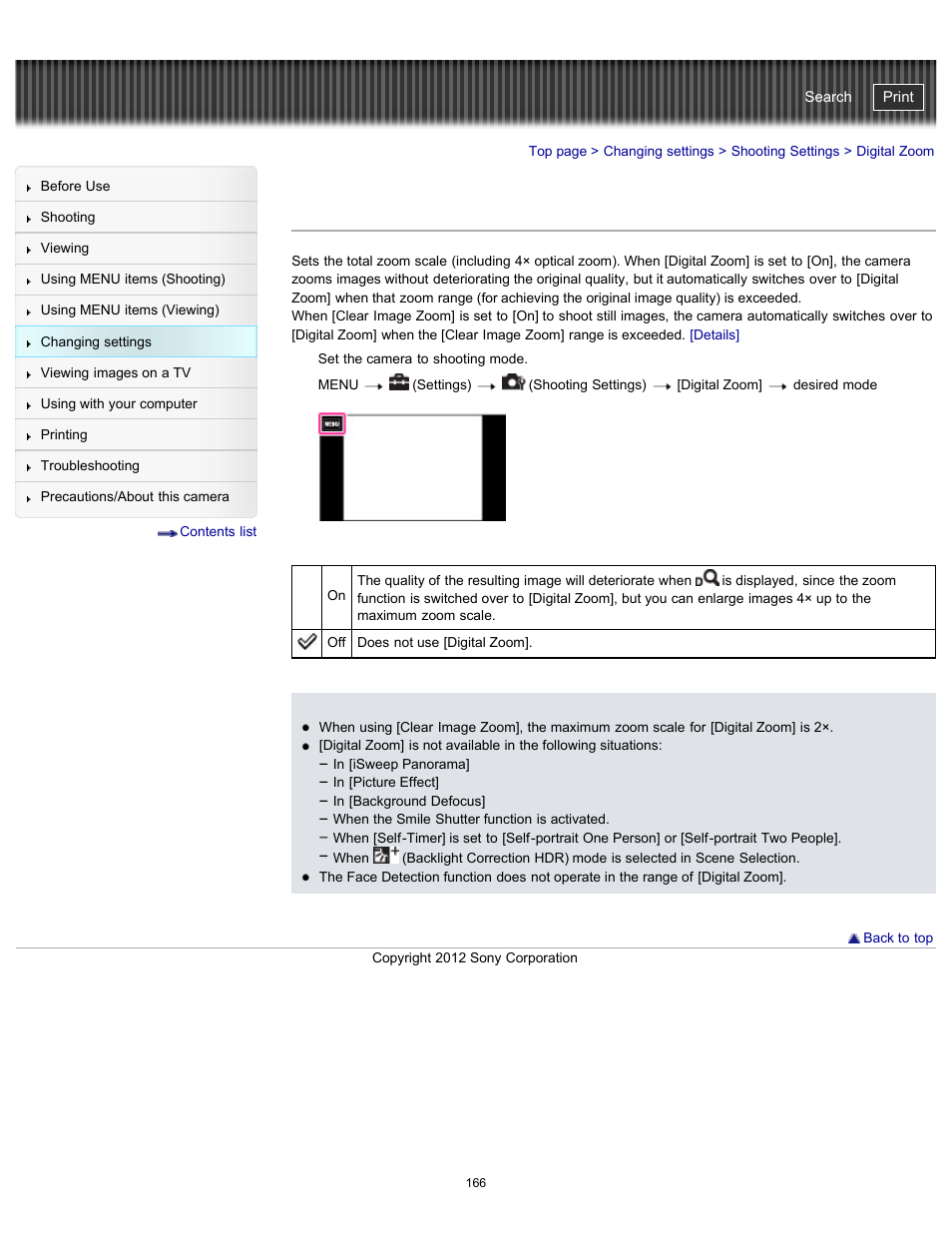 Digital zoom, Details, Cyber-shot user guide | Sony DSC-TX20 User Manual | Page 166 / 262